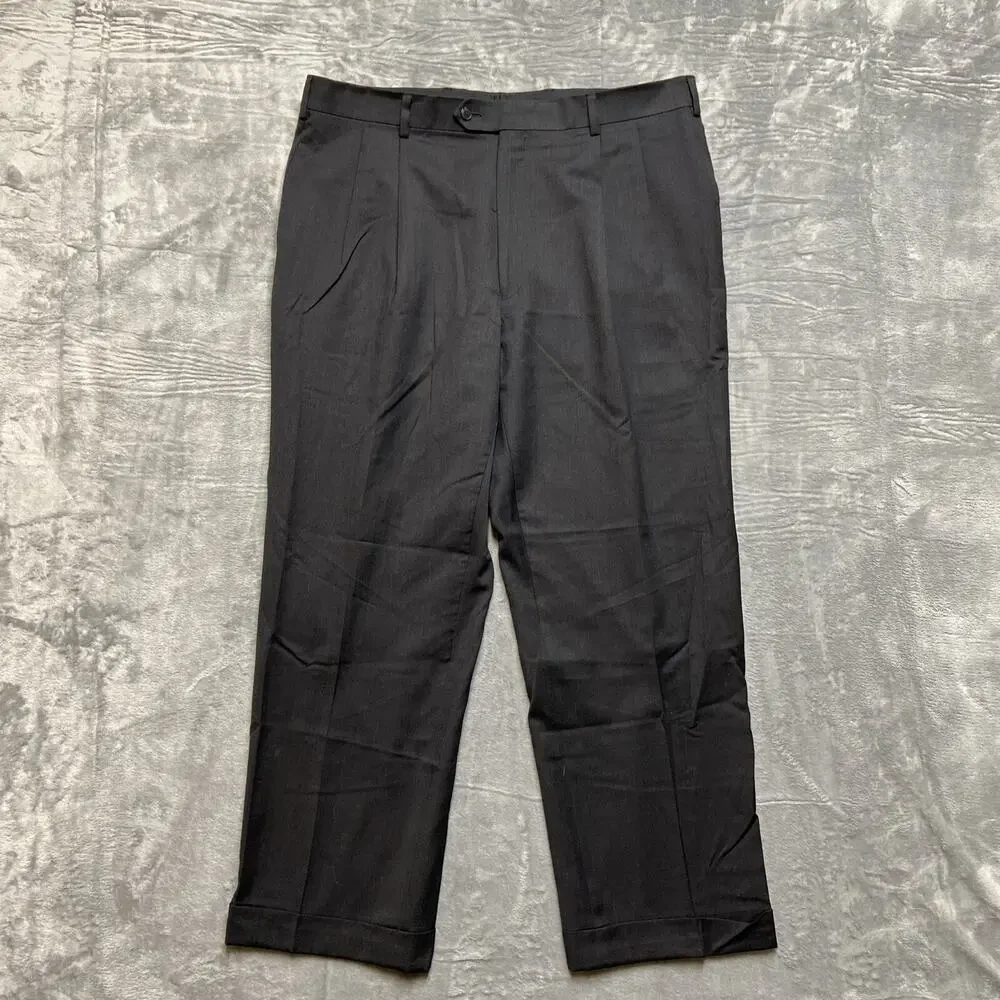 Jos. A. Bank Travelers Collection Pleated Dress Pants Men's Size‎ 38x30 Black
